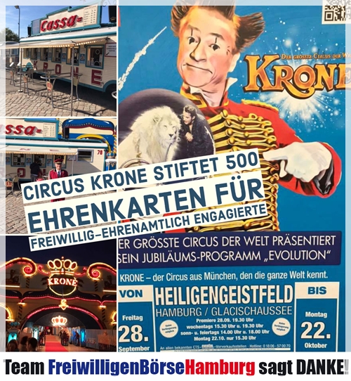 Circus Krone stiftet Ehrenkarten an FreiwilligenBoerseHamburg